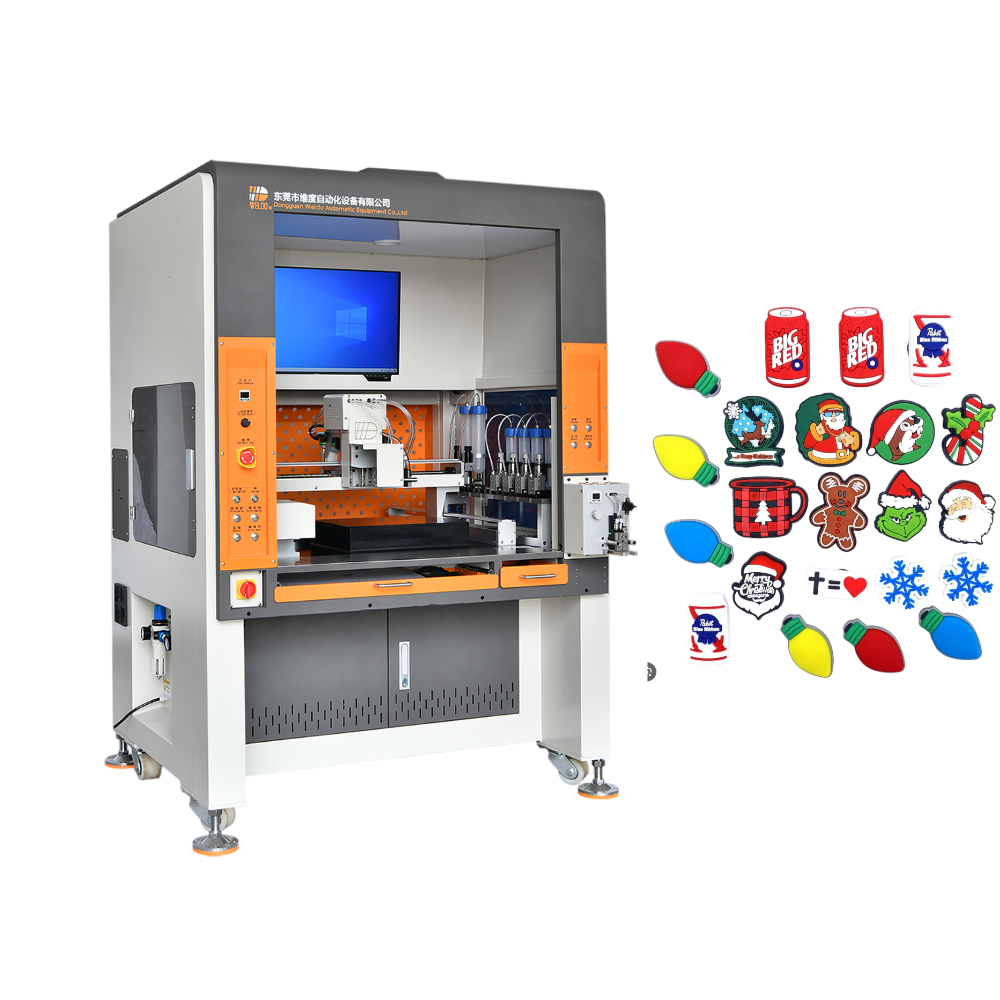 soft pvc rubber patch filling machine for name badge creation